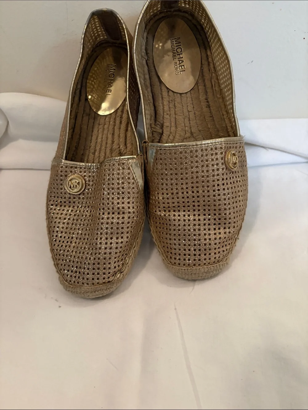 Michael Kors Metallic Gold Woven Espadrille Flats
